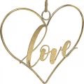 Floristik24 Napis Love Heart deco metalowy złoty do powieszenia 27cm