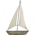 Floristik24 Żaglówka, łódź z drewna, dekoracja morska shabby chic naturalne kolory, biały W37cm D24cm