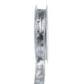 Floristik24 Taśma dekoracyjna srebrna z krawędzią drutu 15mm 25m