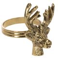 Floristik24 Metalowy pierścień na serwetki z głową jelenia w kolorze złotym, 6 cm, 4 sztuki