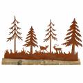 Floristik24 Sylwetka lasu z patyną zwierząt na drewnianej podstawie 30cm x 19cm