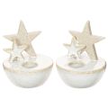 Floristik24 Ceramiczne świeczniki w kształcie gwiazdek, dekoracja świąteczna, 11 cm, 2 sztuki