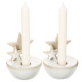 Ceramiczne świeczniki w kształcie gwiazdek, dekoracja świąteczna, 11 cm, 2 sztuki | Floristik24.pl