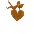Floristik24 Kołek ogrodowy Dekoracja z patynowaną patyną w kształcie serca anioła 14,5 cm