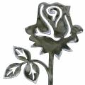 Floristik24 Metalowy kołek różany srebrnoszary, biały myty metal 20 cm × 8 cm 12 sztuk