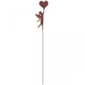 Rdzawy aniołek ogrodowy z dekoracją serca Walentynki 60cm