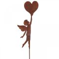Rdzawy aniołek ogrodowy z dekoracją serca Walentynki 60cm