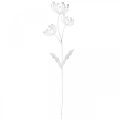 Floristik24 Wiosenna dekoracja, dekoracyjny kwiat wtykowy shabby chic biały, srebrny dł.87cm szer.18cm