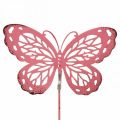Kołek ogrodowy motyl metalowy różowy W30cm 6szt