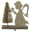 Floristik24 Wtyczka dekoracyjna renifer i aniołek z jodłą złoto brokatowe drewno wys.45cm 3szt