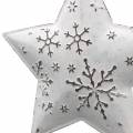 Floristik24 Zawieszka dekoracyjna gwiazda i kula choinkowa z płatkami śniegu metalowa biała Ø9,5/7,6cm H10/9,2cm 4szt.