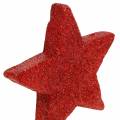 Floristik24 Dekoracja do sypania gwiazd z brokatem 6,5cm czerwona 36szt