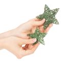 Zestaw dekoracyjnych zielonych gwiazdek drucianych, dwa rozmiary, 10 cm, 12 sztuk | Floristik24.pl