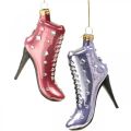 Floristik24 Ozdoba choinkowa szklane buty różowe, fioletowe 10,5cm 2szt