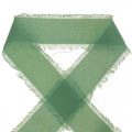 Floristik24 Wstążka dekoracyjna z tkaniny z frędzlami szałwia zielona 40mm 15m