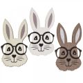 Floristik24 Dekoracja rozproszona drewniany królik w okularach brązowo biały 2,5×4,5cm 48szt