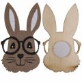 Floristik24 Dekoracja rozproszona drewniany królik w okularach brązowo biały 2,5×4,5cm 48szt