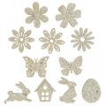 Floristik24 Drewniane dekoracje rozproszone, rozproszone kawałki wiosenne wielkanocne białe 2–4 cm 64szt