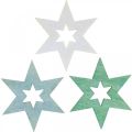 Floristik24 Drewniane gwiazdki dekoracyjne posypka Christmas Green W4cm 72szt