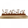 Floristik24 Taca drewniana wiosenna łąka, dekoracja wielkanocna, taca dekoracyjna stal nierdzewna 35×15cm