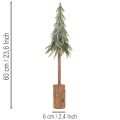 Sztuczna jodła, wykończenie w kolorze lodu, na drewnianej podstawie, dekoracja zimowa, 60 cm | Floristik24.pl