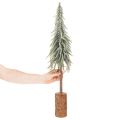 Sztuczna jodła, oblodzona, dekoracyjna choinka na drewnianej podstawie do dekoracji zimowych i bożonarodzeniowych, 75 cm | Floristik24.pl