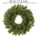 Sztuczny wianek z gałązek jodłowych z szyszkami na drzwi lub stół, 30cm | Floristik24.pl