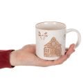 Kubek ceramiczny z motywem domu i wzorem wypukłym, 9 cm | Floristik24.pl