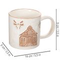 Kubek ceramiczny z motywem domu i wzorem wypukłym, 9 cm | Floristik24.pl