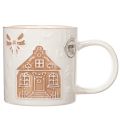 Kubek ceramiczny z motywem domu i wzorem wypukłym, 9 cm | Floristik24.pl