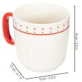 Kubek do kawy z czerwonym uchwytem, dzianinowym wzorem i serduszkami, ceramiczny, 9 cm, 2 sztuki | Floristik24.pl