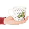 Kubek ceramiczny Merry Christmas motyw samochodu świątecznego 10cm 2 szt. | Floristik24.pl