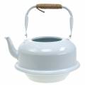 Floristik24 Sadzarka czajnik do herbaty cynk biały Ø26cm W15cm