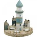 Floristik24 Lighthouse świecznik na tealight niebieski, biały 4 tealighty Ø25cm W28cm