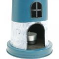 Floristik24 Podgrzewacz latarni morskiej dekoracja metal niebieski, biały Ø14cm W41cm