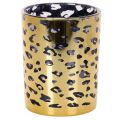 Floristik24 Szklany świecznik typu tealight z nadrukiem w panterkę do dekoracji stołu, 12 cm