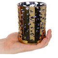 Szklany świecznik typu tealight z nadrukiem w panterkę do dekoracji stołu, 12 cm | Floristik24.pl