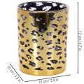 Szklany świecznik typu tealight z nadrukiem w panterkę do dekoracji stołu, 12 cm | Floristik24.pl