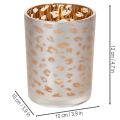 Szklany świecznik typu tealight z nadrukiem w panterkę, 12 cm | Floristik24.pl