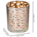 Szklany świecznik typu tealight z nadrukiem w panterkę, dwukolorowy, 8 cm | Floristik24.pl