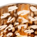 Szklany świecznik typu tealight z nadrukiem w panterkę, dwukolorowy, 8 cm | Floristik24.pl