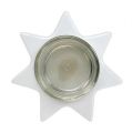 Floristik24 Podstawka pod tealight biała w kształcie gwiazdy ze szkłem Ø10cm H10,5cm 2szt.