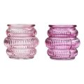 Floristik24 Świecznik na tealighty szklana dekoracja fioletowo-różowa Ø7,5cm W7,5cm 2szt