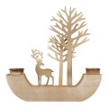 Floristik24 Świecznik na tealighty z drewna i metalu, dekoracja w kształcie jelenia, las 23,5 cm