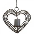 Floristik24 Świecznik na tealight metalowa wisząca dekoracja rdzawa dekoracja serce 22×7×20cm