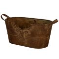Floristik24 Owalna metalowa miska z uchwytami, motyw jelenia, wykończenie rdzawe, 36 cm