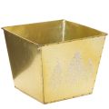Floristik24 Metalowa doniczka z błyszczącym motywem jodły, 18 cm