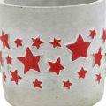 Floristik24 Dekoracja ceramiczna wzór gwiazdy, doniczka, wygląd betonu, dekoracja adwentowa Ø10,5cm H9,5cm 3szt.