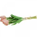 Floristik24 Sztuczne tulipany Real-Touch Peach Pink 38cm Pęczek 7szt