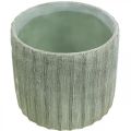 Floristik24 Doniczka ceramiczna zielona retro w paski Ø19,5cm W17,5cm